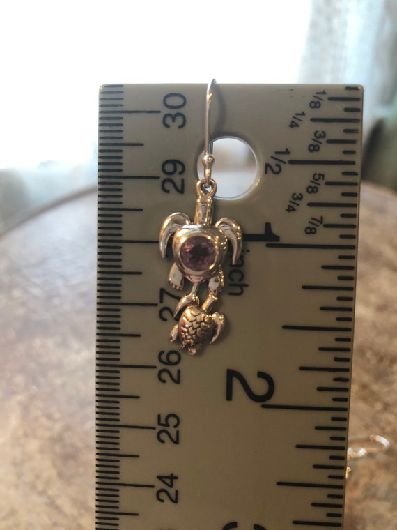 Solid 925 Sterling Silver Sea Turtle Amethyst Dan… - image 5