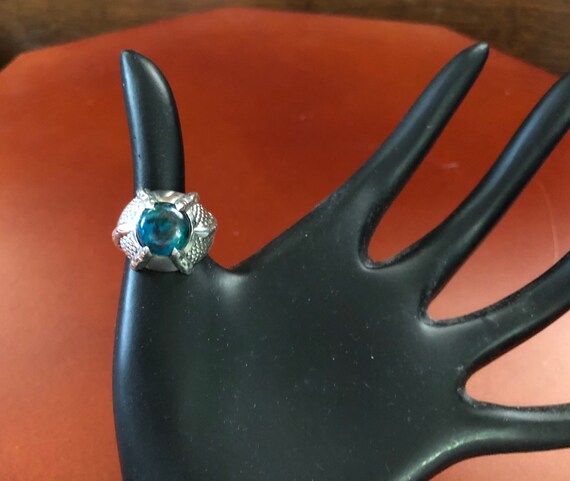 Statement Claw Ring solid Sterling Silver set wit… - image 2