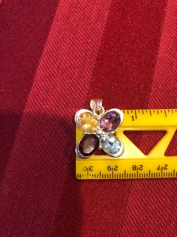 Solid 925 sterling silver 1” multi-stone gemstone… - image 7