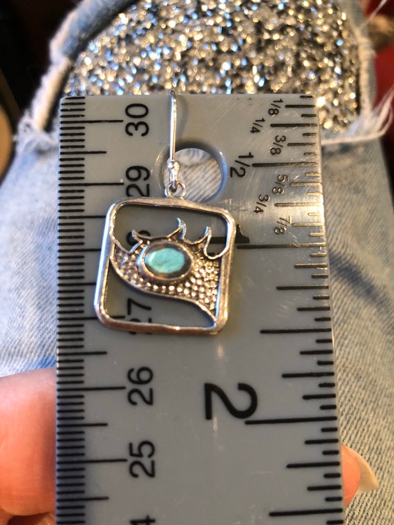 Solid Sterling Silver Labradorite gemstone drop d… - image 7