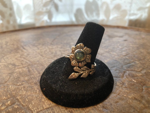 Solid Sterling Silver Floral Labradorite Wrap-loo… - image 7