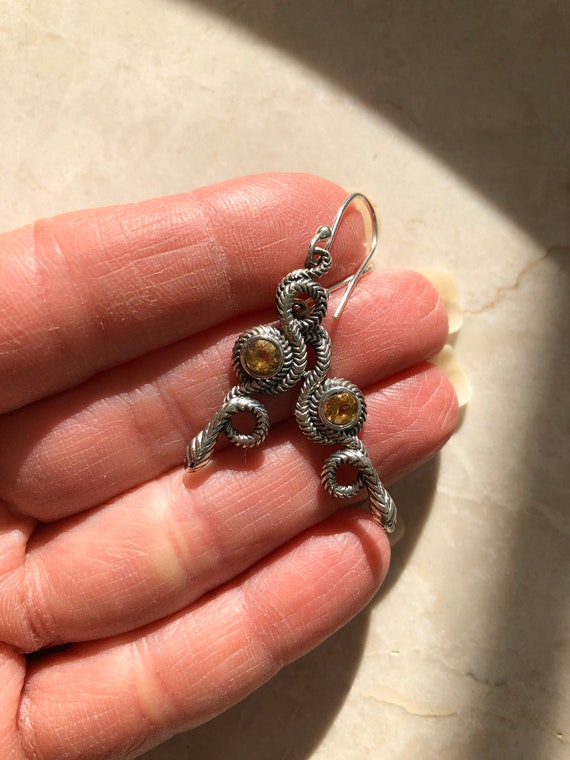 Solid Sterling Silver Snake 1 3/4” drop earrings … - image 2