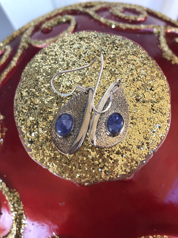 Tanzanite Oval Cabochon solid Sterling Silver pie… - image 1