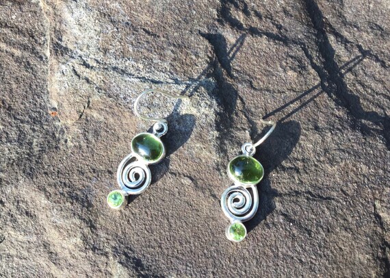 Peridot double stone, solid 925 Sterling Silver 1… - image 2