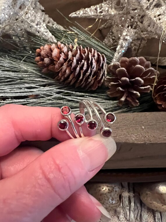 Garnet Multi-stone Statement Ring, solid 925 Ster… - image 2