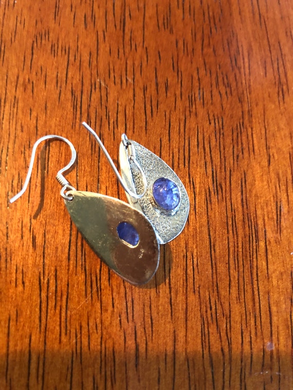 Tanzanite Oval Cabochon solid Sterling Silver pie… - image 4