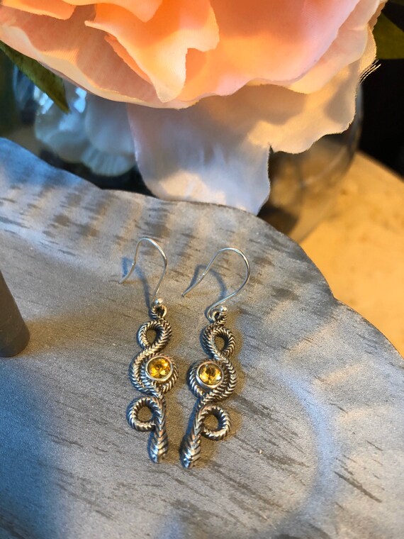 Solid Sterling Silver Snake 1 3/4” drop earrings … - image 3