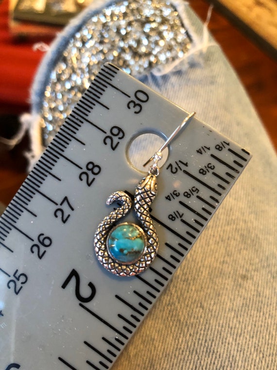 Solid Sterling Silver, Snake, Blue Copper Turquoi… - image 5