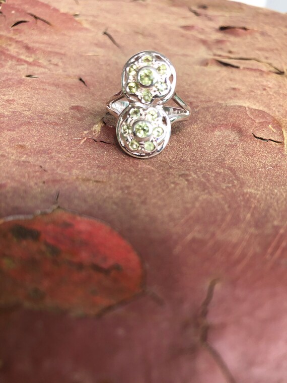 Peridot Double Flower Ring, solid sterling silver… - image 4