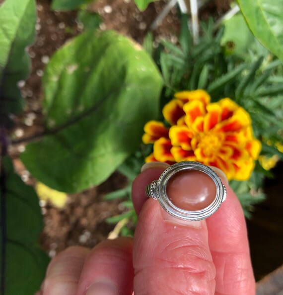 Rare Chocolate Moonstone solid Sterling Silver Mi… - image 2