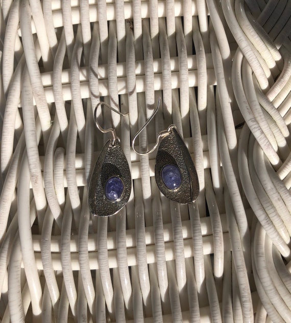 Tanzanite Oval Cabochon solid Sterling Silver pie… - image 3