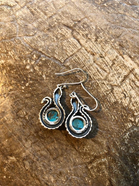 Solid Sterling Silver, Snake, Blue Copper Turquoi… - image 3