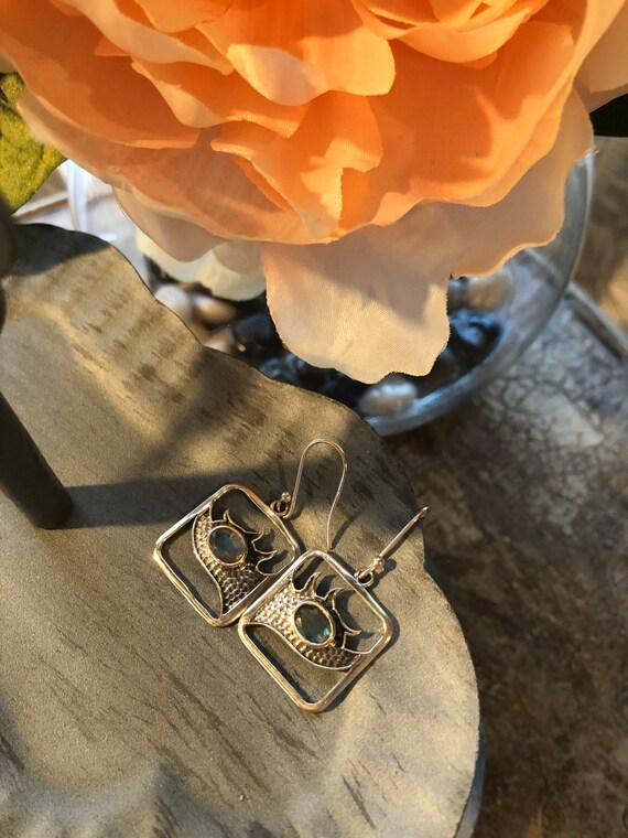 Solid Sterling Silver Labradorite gemstone drop d… - image 4