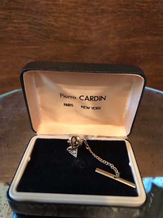 Vintage Pierre Cardin Tie Tack Pin/Chain Gold Tone