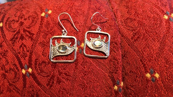 Solid Sterling Silver Labradorite gemstone drop d… - image 6