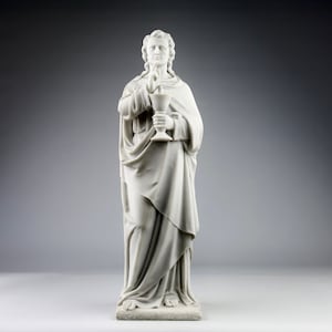 Carrara Marble Sculpture of Saint John the Evangelist | Antique Religious Sculpture | France 19th Century