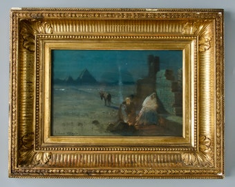 Jeanne RICHARD-VERGNE (1871-?), "Escape in Egypt", Pastel on Paper