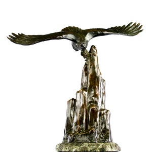 Louis Albert Carvin x Patrouilleau | Animal Sculpture of an Eagle Flying Off the Rock | French Antique | Bronze Art Deco Romantic Art 1920s