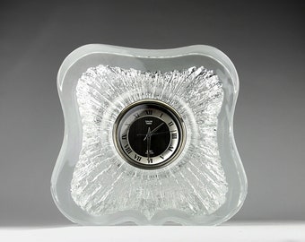 Daum France Crystal With Pate De Verre Decoration Table Desk Clock