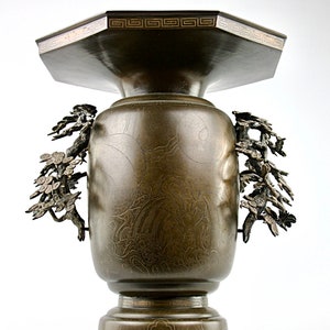 Japanische Silber Intarsie Samuraï und Drachen Vase, Japan, 18.-19.Jh