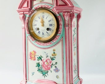 GIEN, Antique Trianon Clock, 1860s French Ceramics