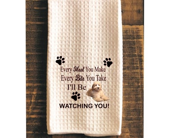 Personalized Dog Kitchen Towel, Custom Hand Made Dish Towel, Golden Doodle, German Shepard, Yorkie. Pug, Kitchen Décor