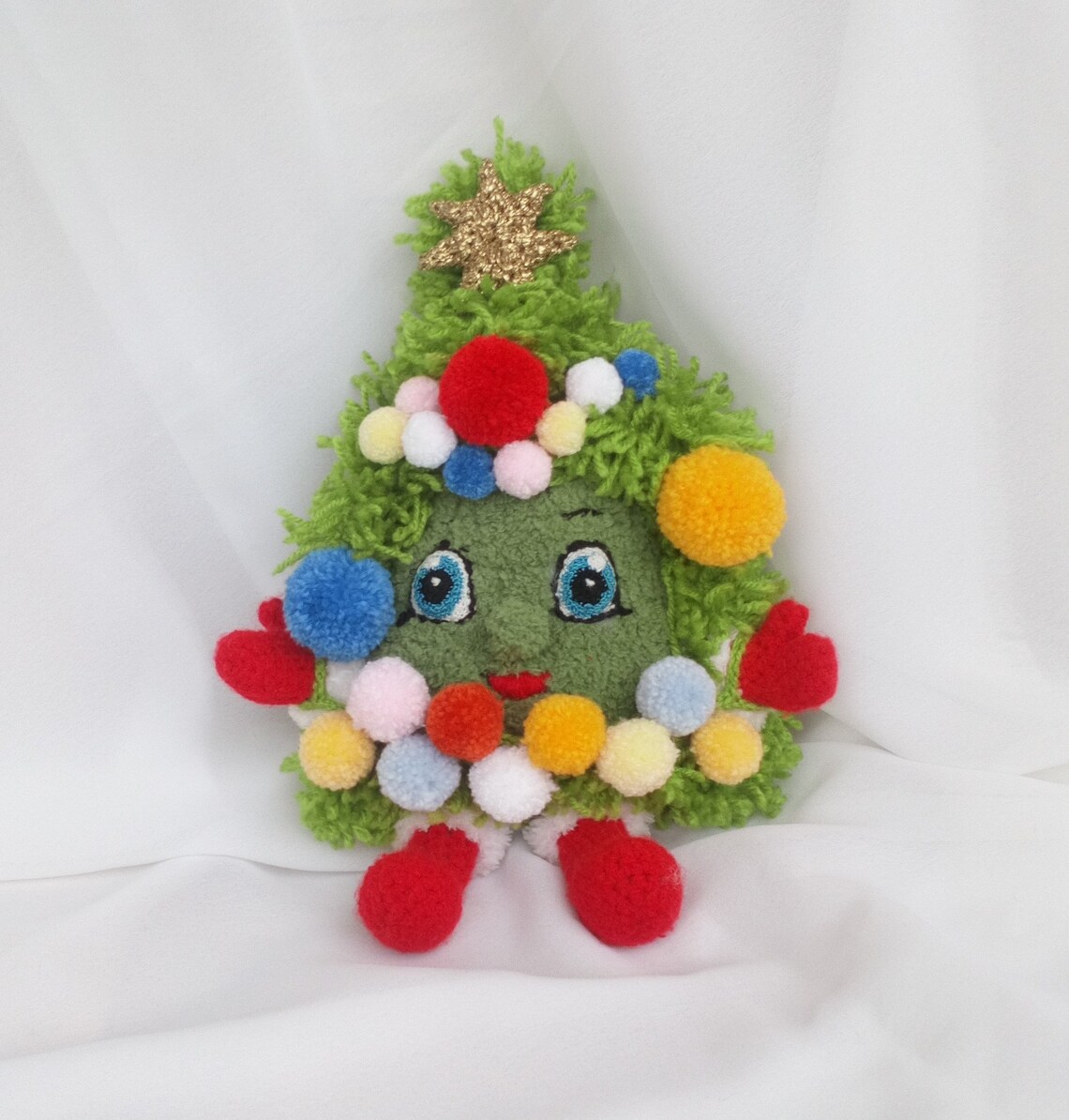 Christmas Tree Plush Toy, Unique Knitted Plush Toy, Green