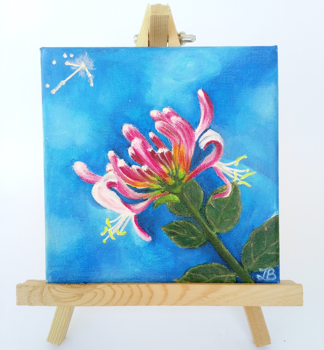 Flowers Honeysuckle,aries Zodiac Birth Flower,original Painting Canvas