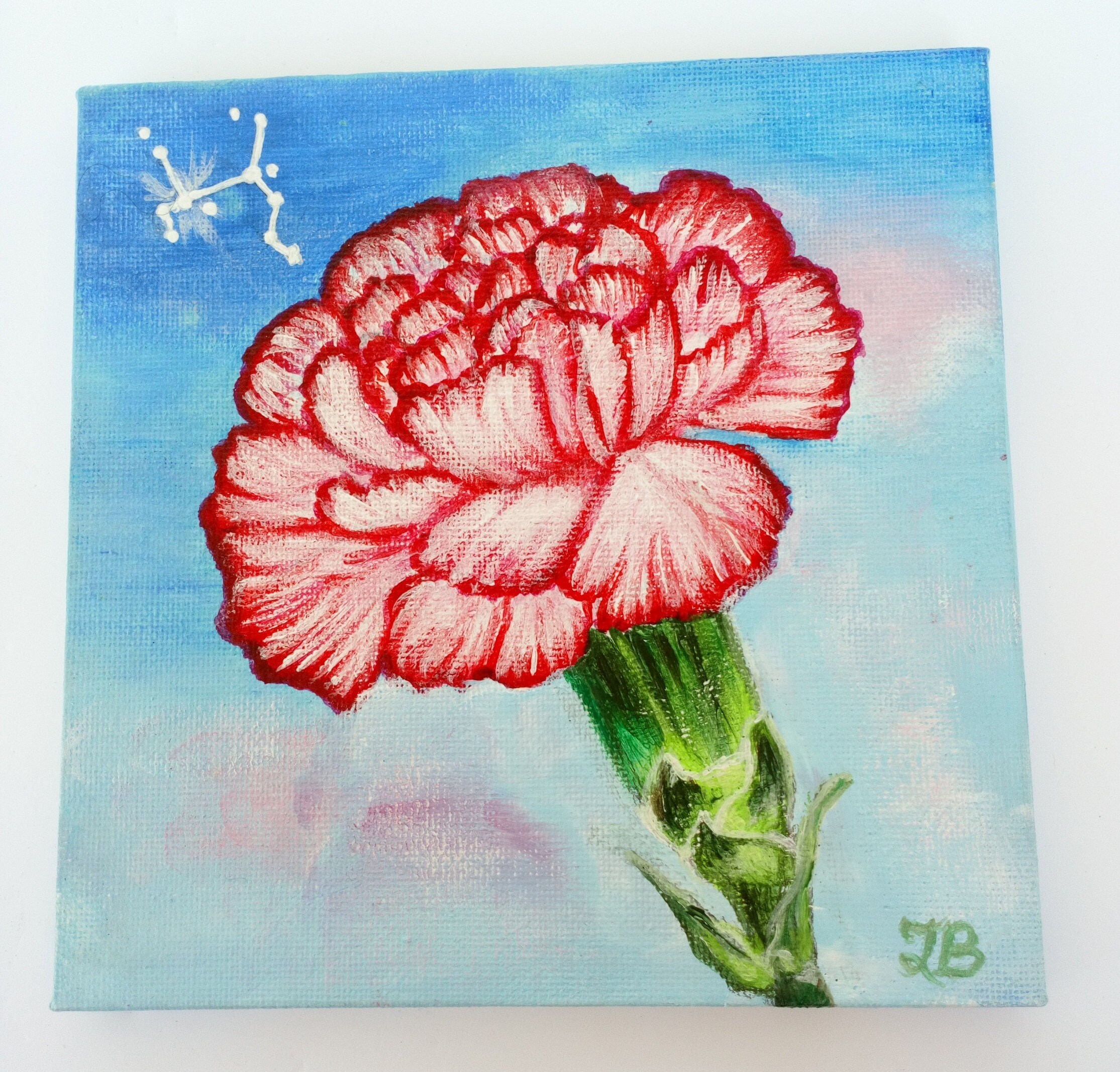 Sagittarius Zodiac Birth Flower, Carnations Zodiac Birth Flower,small Original Painting