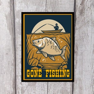 gone fishing, metal sign, fishing, fisherman,