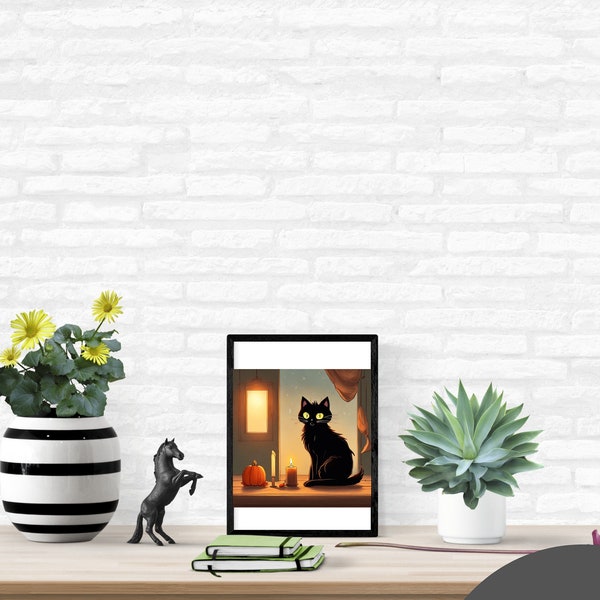 Printable Halloween Cat Art Decoration