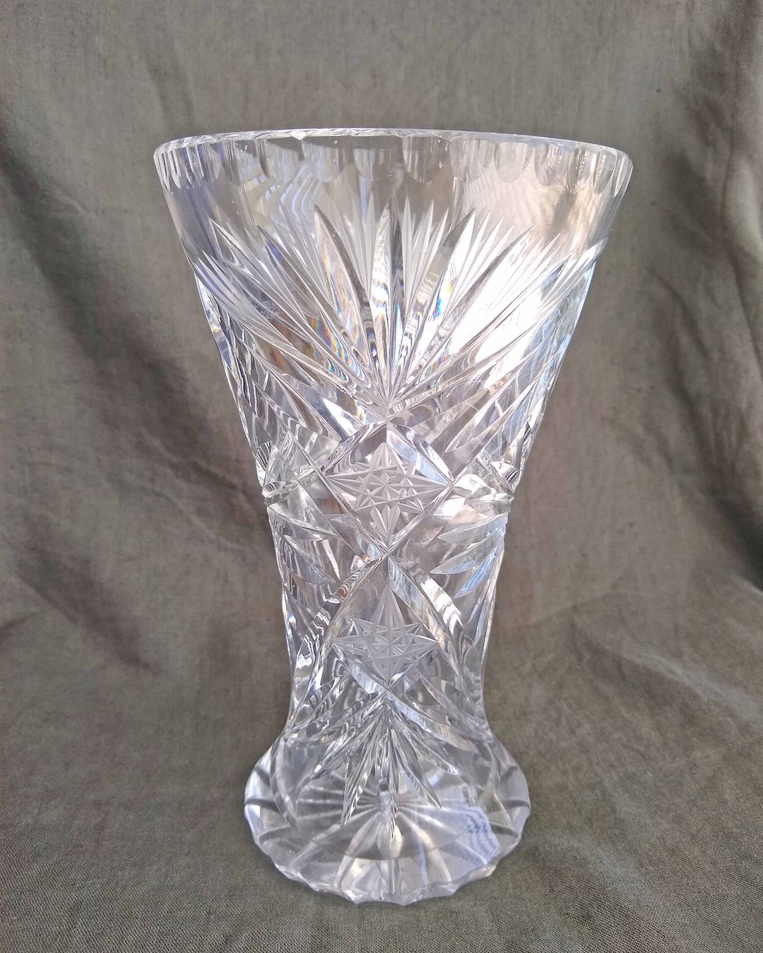 Vintage Cut Glass Vase / Vintage Vase / Vintage Glass / Home Decor Etsy