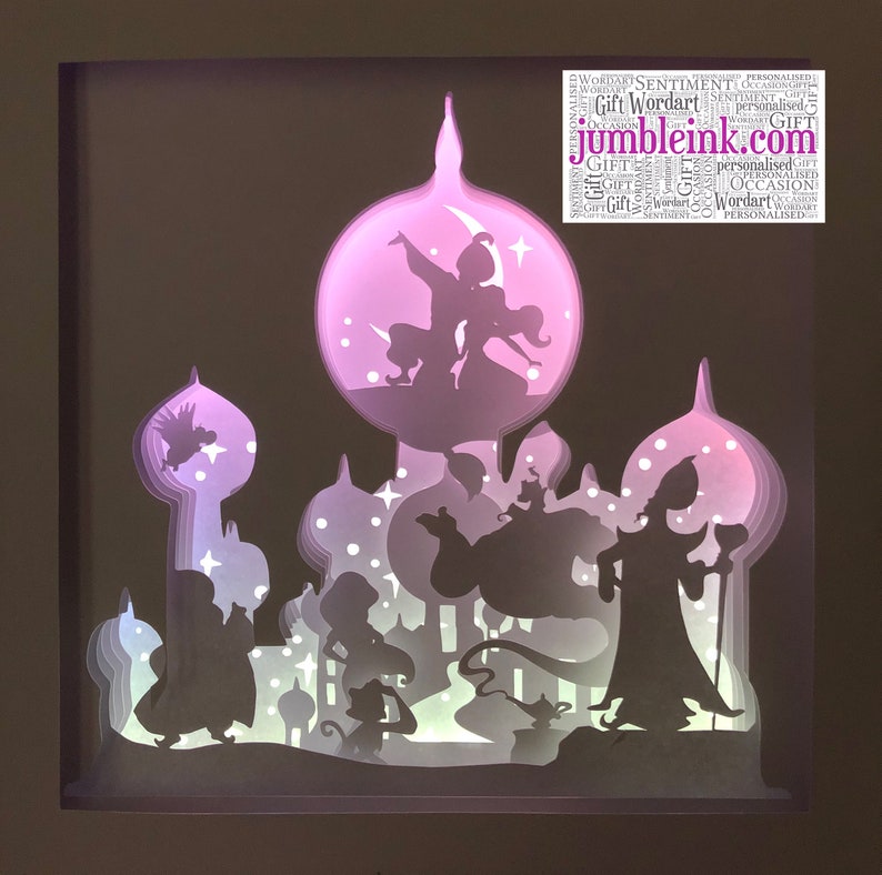 J323 Aladdin Square Paper Cut Light Box Template Shadow Box Etsy