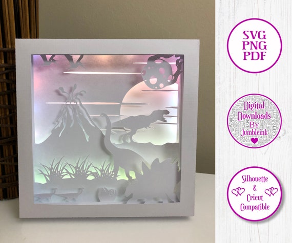 Dinosaurs Paper Cut Light Box Shadow Box Svg Shadow Box Kit Etsy