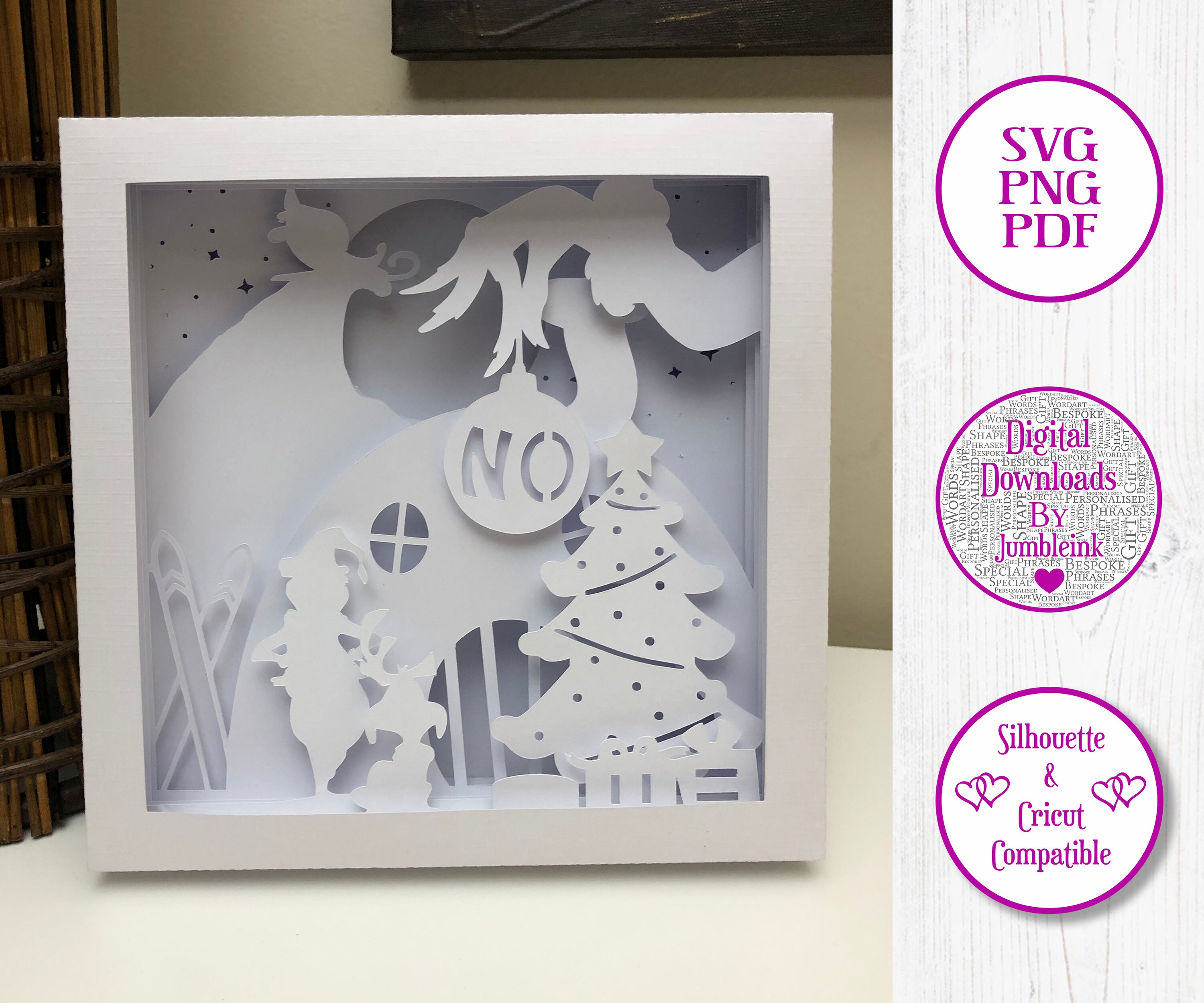 The Grinch Steals Christmas Paper Cut Light Box Template | Etsy