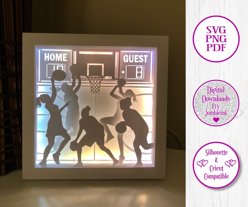 Download Basketball Girls Square Paper Cut Light Box Template Shadow Etsy