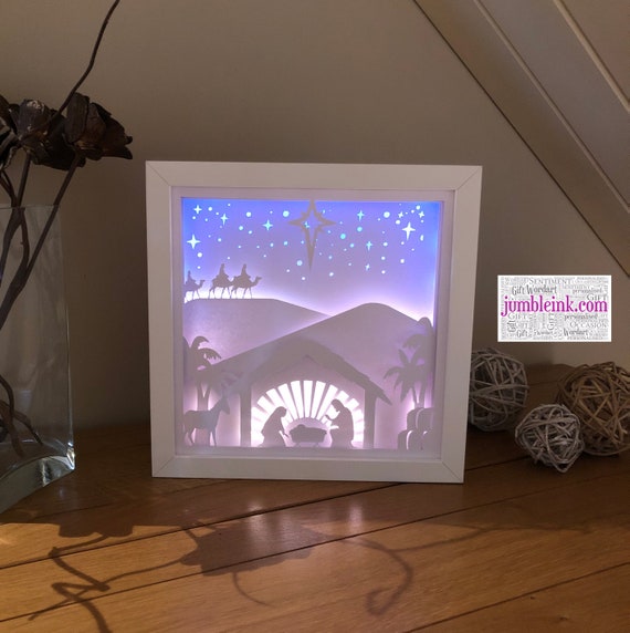 Download J385 Nativity Christmas Paper Cut Light Box Template Shadow Etsy