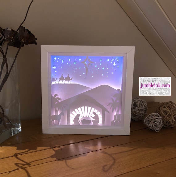 Download Nativity Christmas Paper Cut Light Box Template Shadow Box Etsy