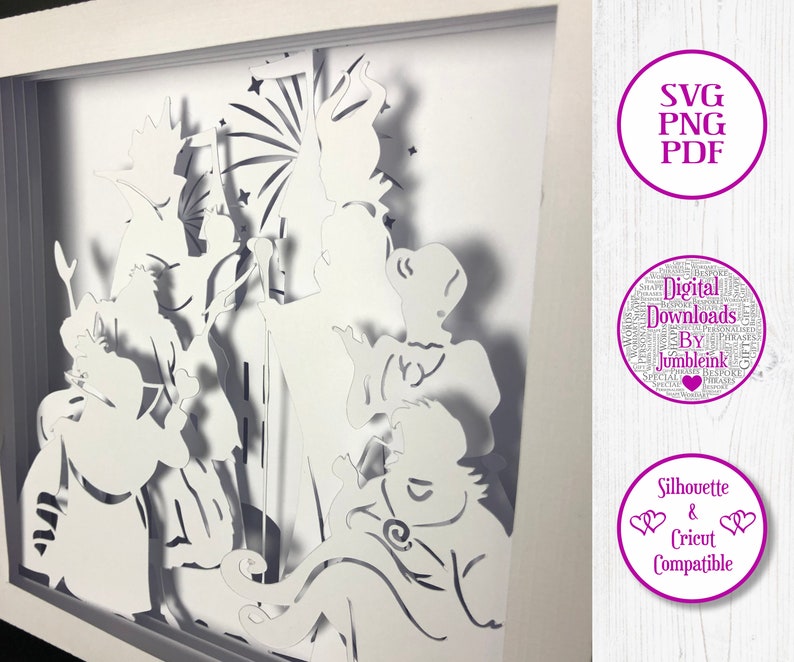Download Villanos de Disney 3D Paper Cut Plantilla Light Box SVG | Etsy