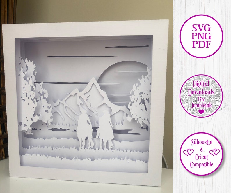 Horse Riding Shadow Box SVG Frame Template 3D Paper Cut | Etsy