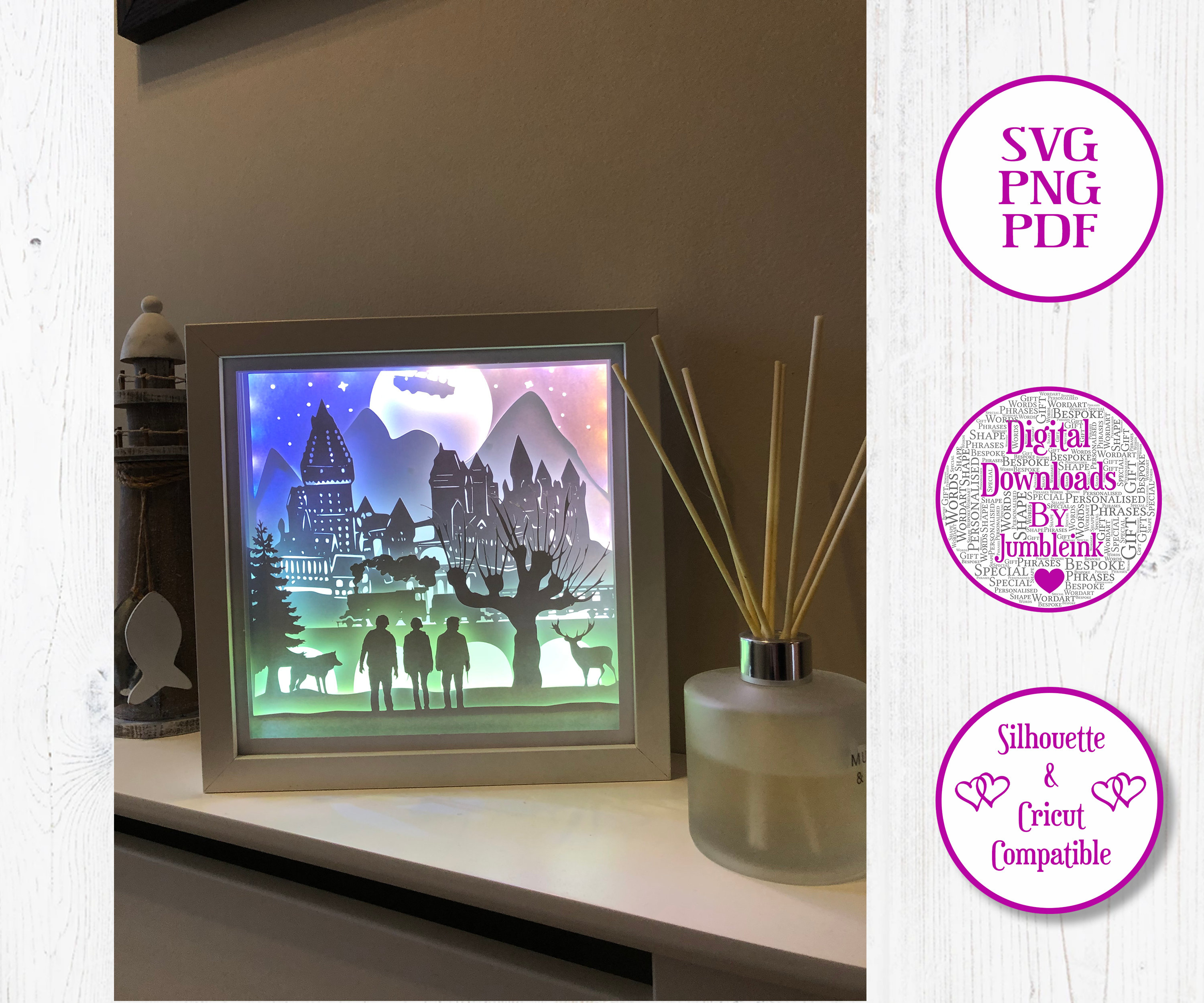 Harry Potter Paper Cut Light Box Template Shadow Box SVG Etsy