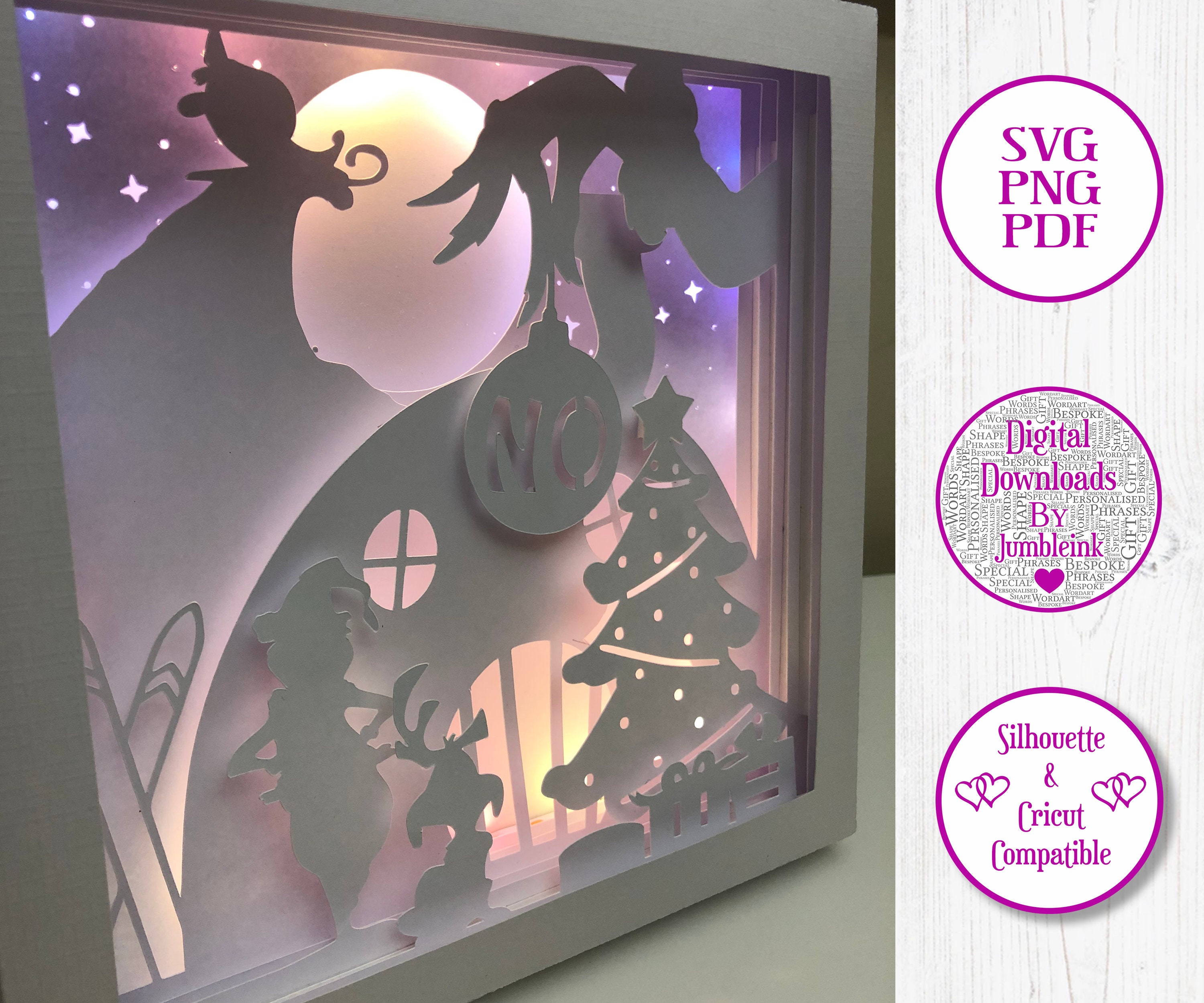 The Grinch Steals Christmas Paper Cut Light Box Template | Etsy
