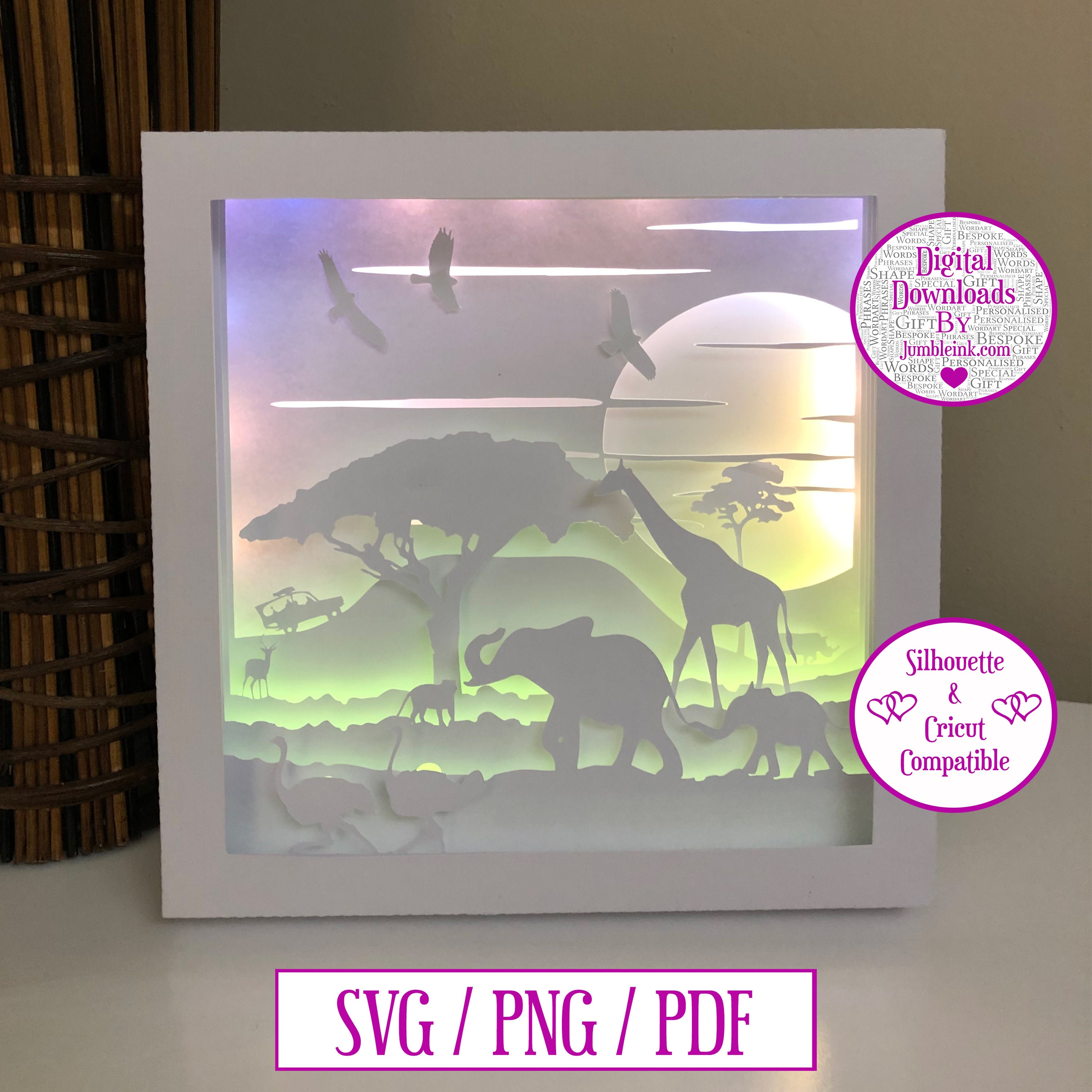 Download J395 Safari 3 Paper Cut Light Box Template Shadow Box Svg Etsy