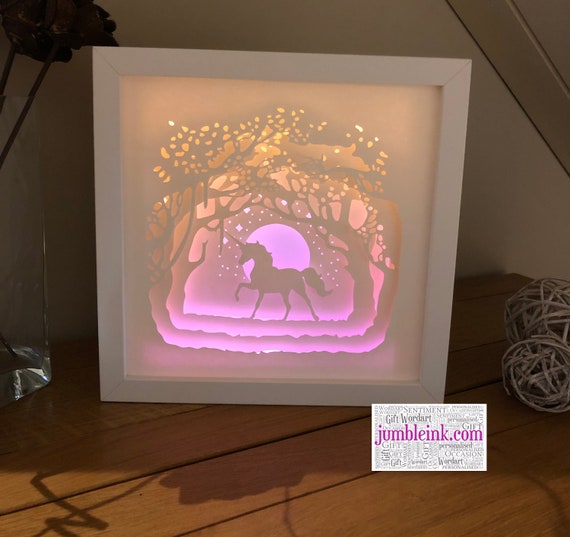 Download Unicorn Forest 3d Paper Cut Template Light Box Svg Digital Etsy PSD Mockup Templates