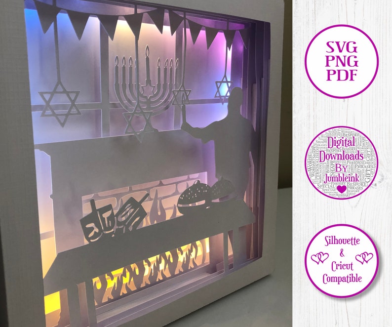 Download Hanukkah 3D Paper Cut Template Light Box SVG Digital | Etsy