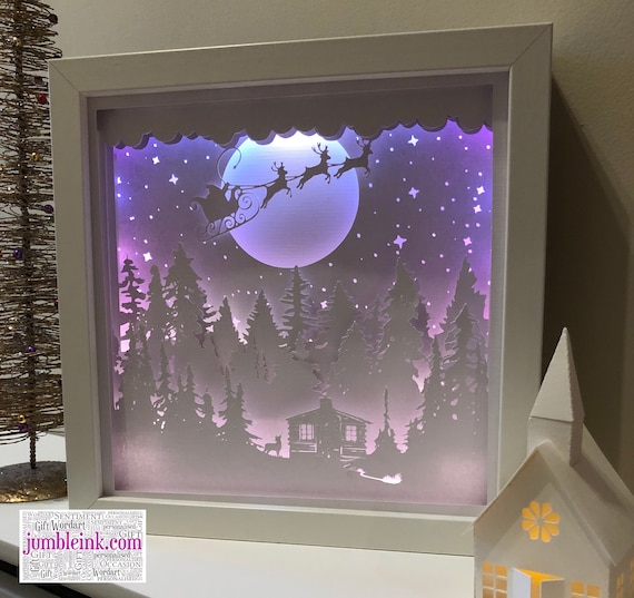 Download Santa S Cabin Christmas 3d Paper Cut Template Light Box Etsy