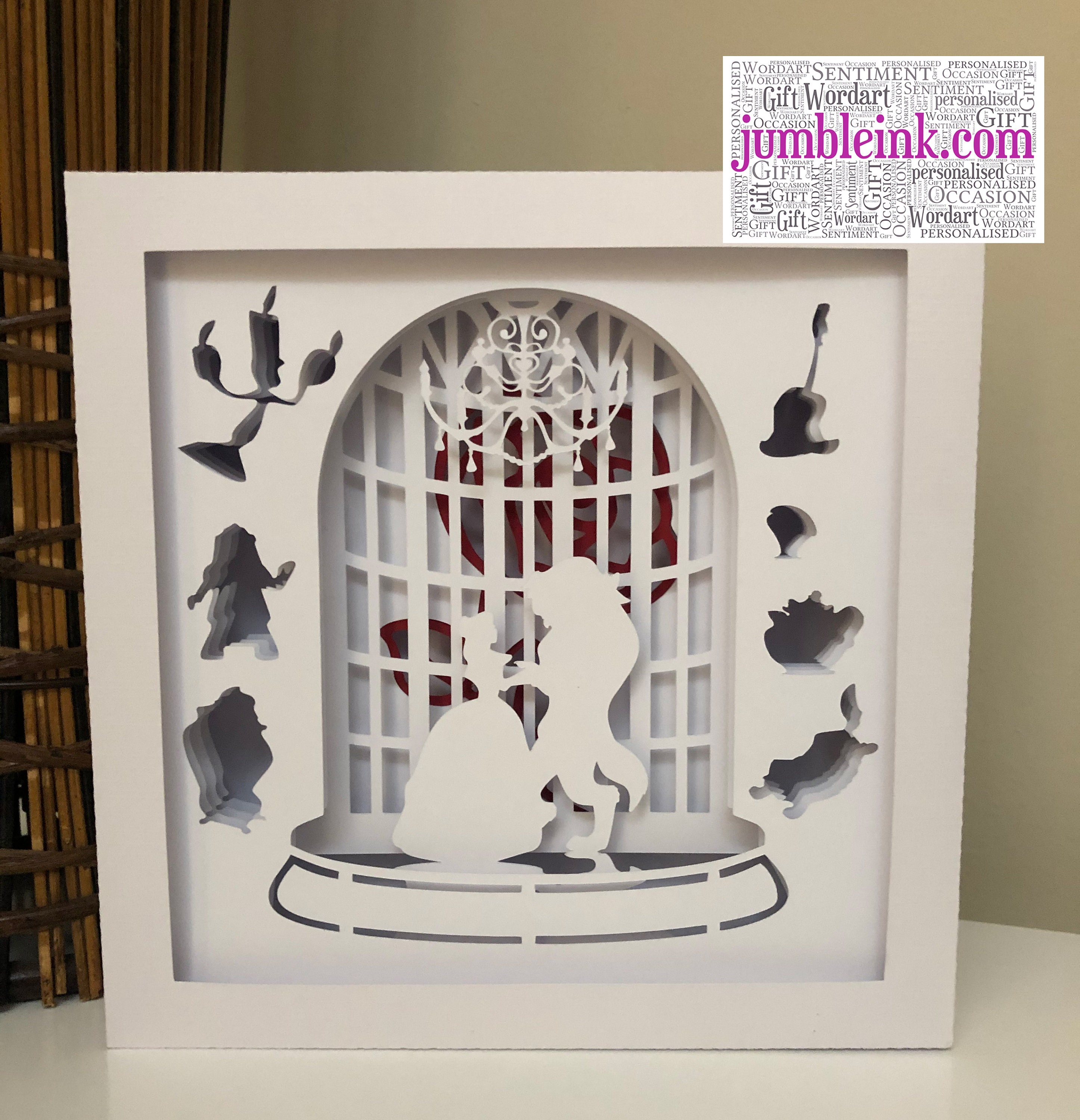 night light digital templet, BEAUTTY AND THE BEAST inspired papercut shadow box 