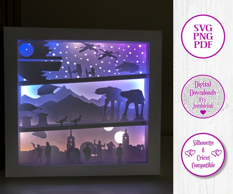 Download Star Wars Trilogy 3D Paper Cut Template Light Box SVG | Etsy