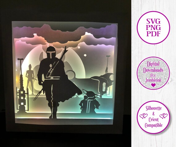 Download J573 Star Wars Mandalorian Paper Cut Light Box Template Etsy
