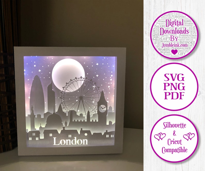 Download Shadow Box Paper Cut Light Box Template Cricut Shadow Box SVG Silhouette London City 3D Papercut ...